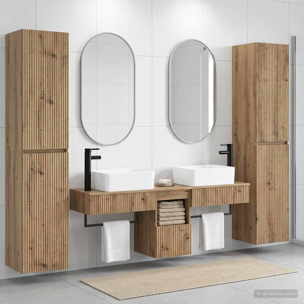 vidaXL Badkamermeubelset 5 st Wit 33 x 34,5 x 160 cm Bewerkt hout
