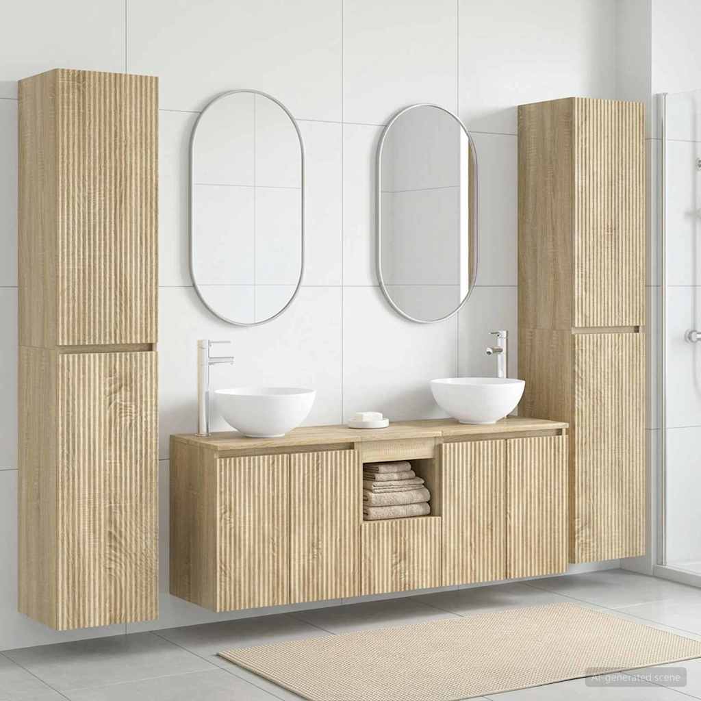 vidaXL Badkamermeubelset 5 st Wit 33 x 34,5 x 160 cm Bewerkt hout