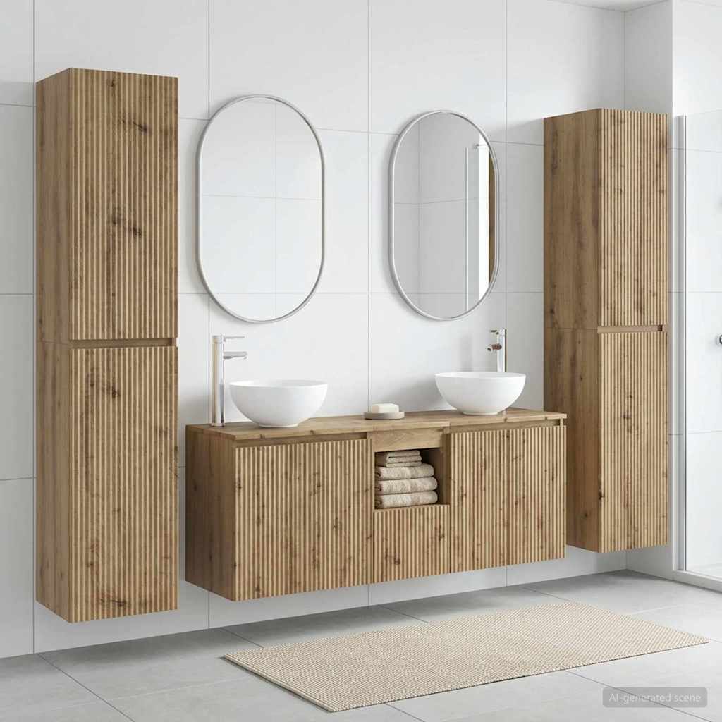 vidaXL Badkamermeubelset 5 st Wit 33 x 34,5 x 160 cm Bewerkt hout