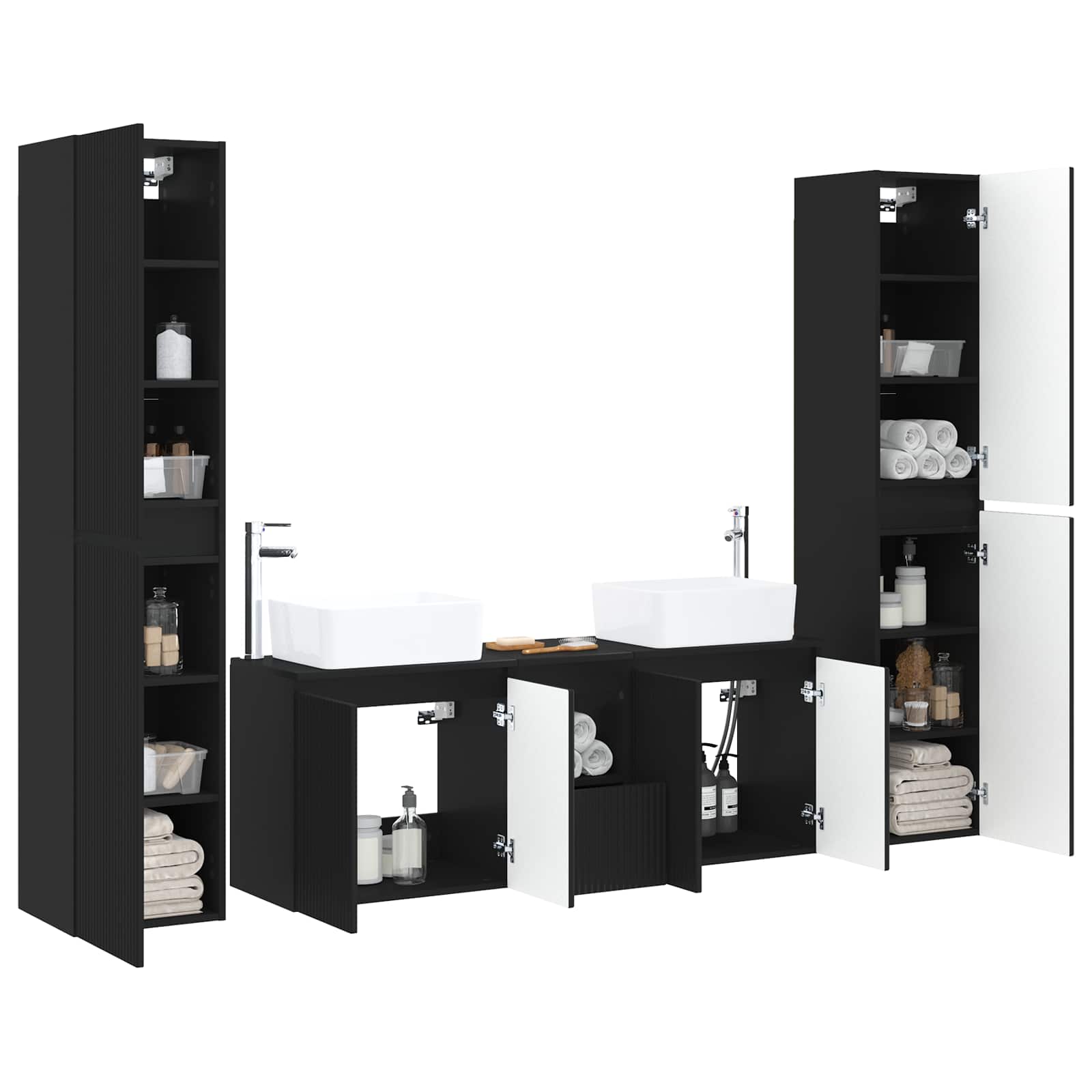vidaXL Badkamermeubelset 5 st Wit 33 x 34,5 x 160 cm Bewerkt hout
