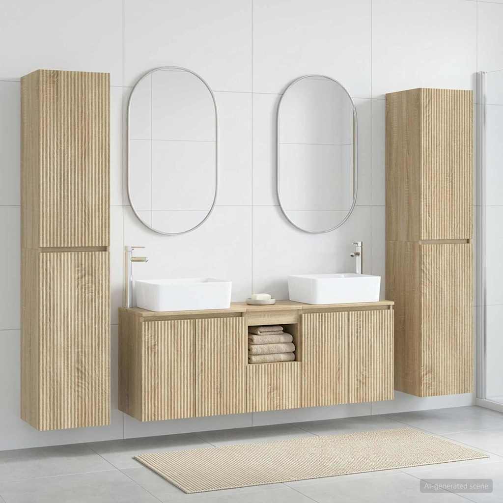 vidaXL Badkamermeubelset 5 st Wit 33 x 34,5 x 160 cm Bewerkt hout
