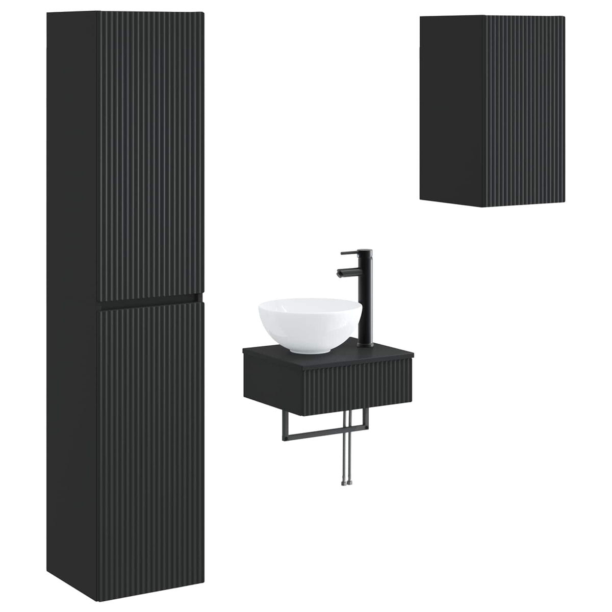 vidaXL Badkamermeubelset 3 st Wit 33 x 34,5 x 160 cm Bewerkt hout