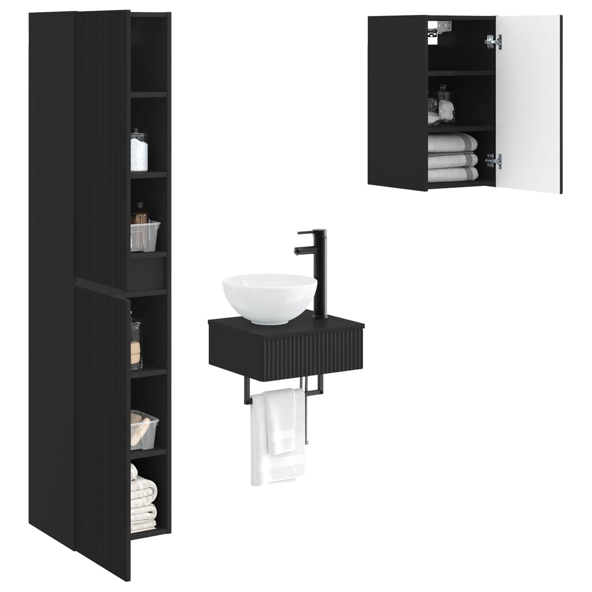 vidaXL Badkamermeubelset 3 st Wit 33 x 34,5 x 160 cm Bewerkt hout