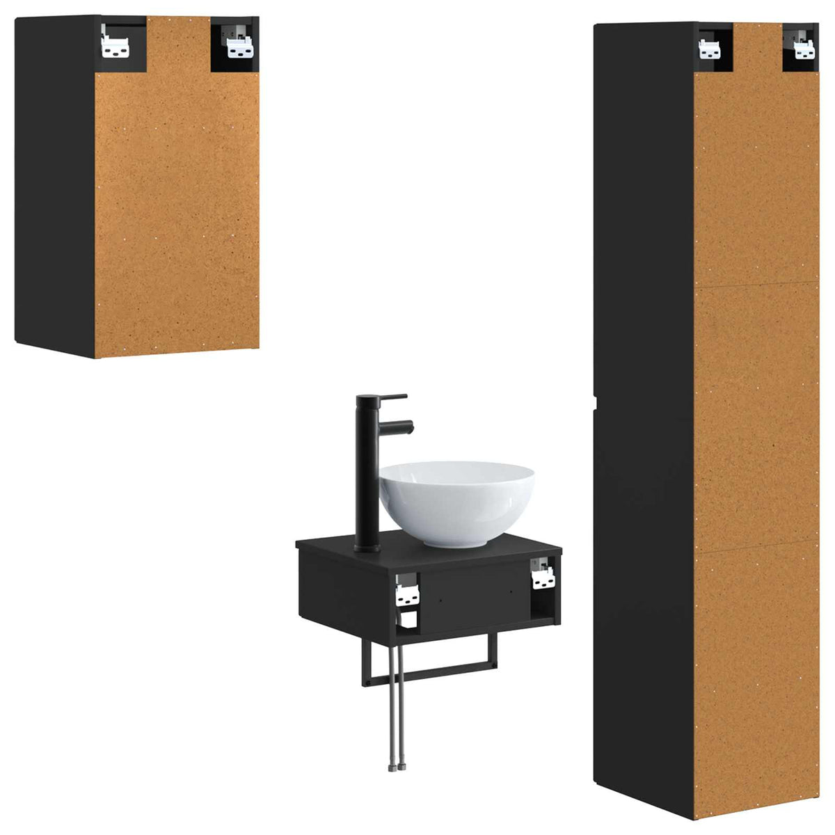 vidaXL Badkamermeubelset 3 st Wit 33 x 34,5 x 160 cm Bewerkt hout