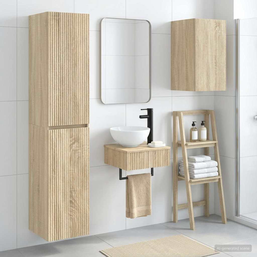 vidaXL Badkamermeubelset 3 st Wit 33 x 34,5 x 160 cm Bewerkt hout