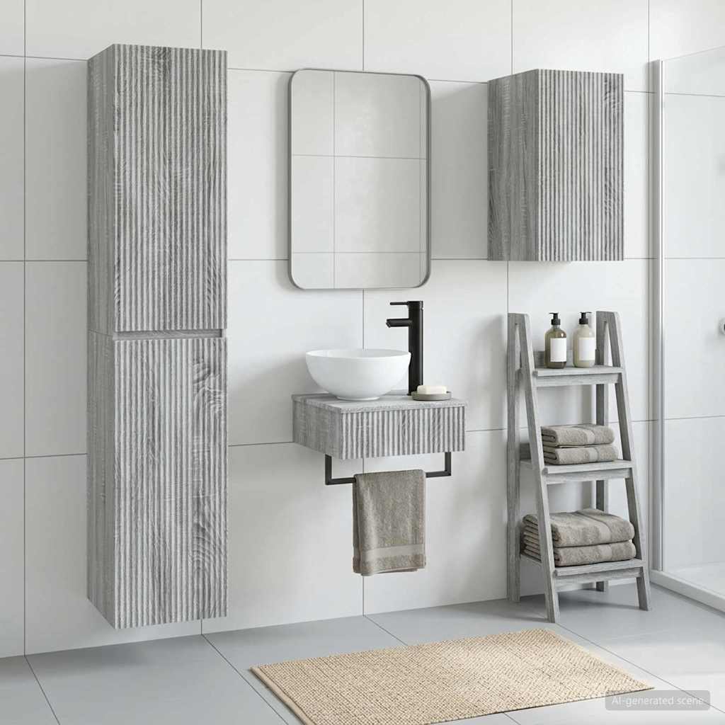vidaXL Badkamermeubelset 3 st Wit 33 x 34,5 x 160 cm Bewerkt hout