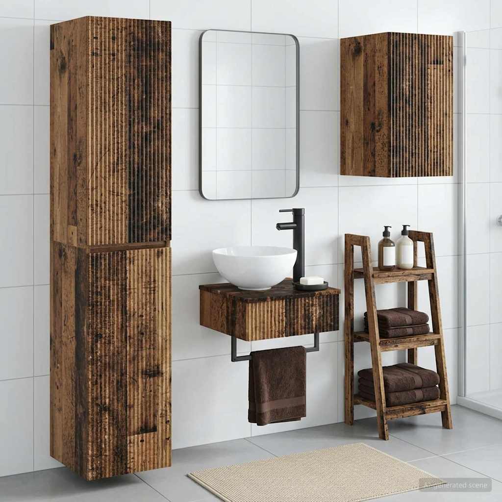 vidaXL Badkamermeubelset 3 st Wit 33 x 34,5 x 160 cm Bewerkt hout