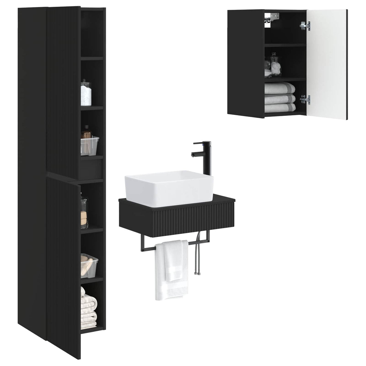 vidaXL Badkamermeubelset 3 st Wit 33 x 34,5 x 160 cm Bewerkt hout