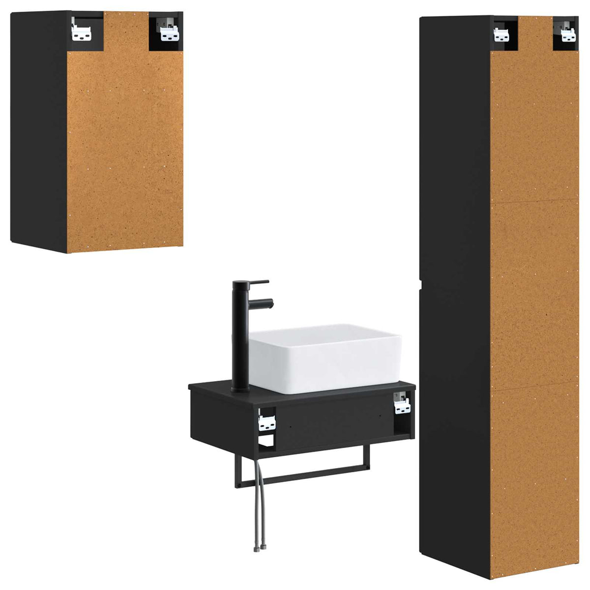 vidaXL Badkamermeubelset 3 st Wit 33 x 34,5 x 160 cm Bewerkt hout