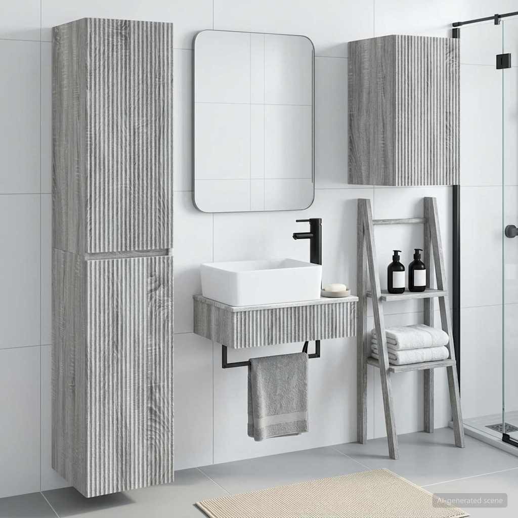 vidaXL Badkamermeubelset 3 st Wit 33 x 34,5 x 160 cm Bewerkt hout