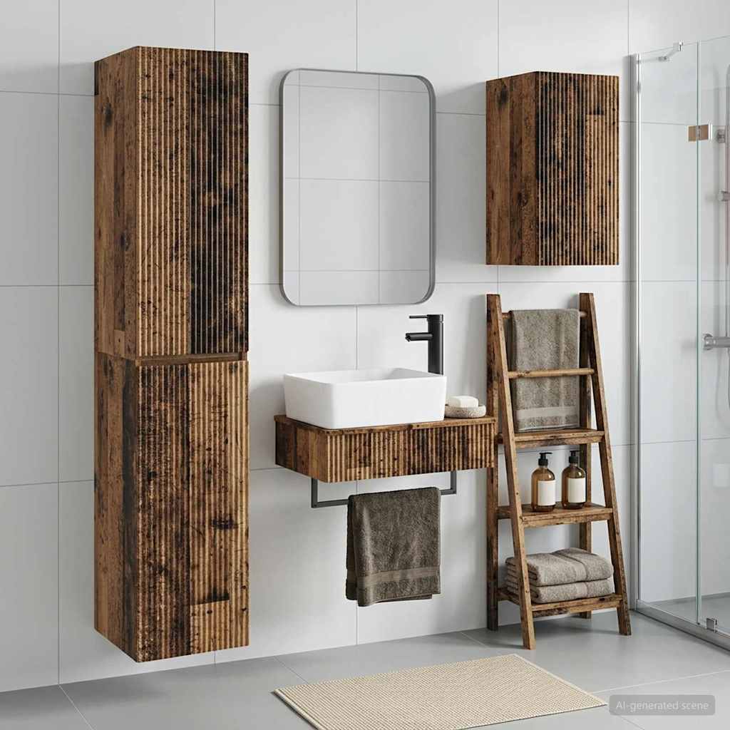 vidaXL Badkamermeubelset 3 st Wit 33 x 34,5 x 160 cm Bewerkt hout