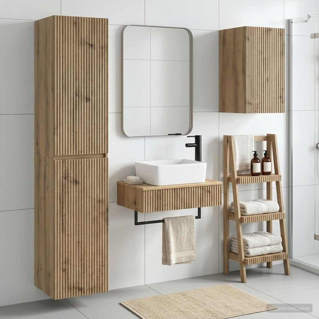 vidaXL Badkamermeubelset 3 st Wit 33 x 34,5 x 160 cm Bewerkt hout