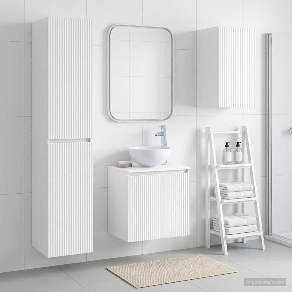 vidaXL Badkamermeubelset 3 st Wit 33 x 34,5 x 160 cm Bewerkt hout