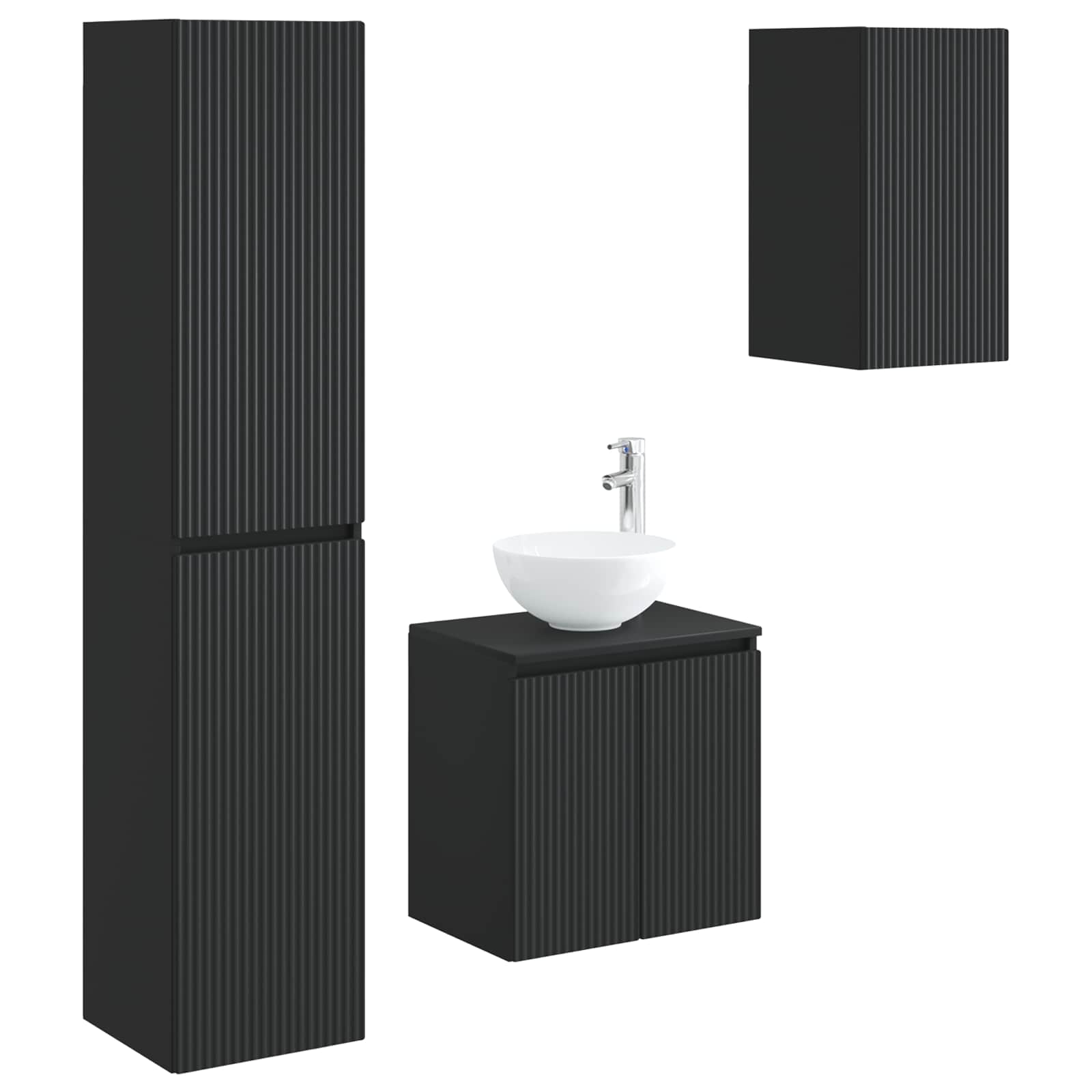 vidaXL Badkamermeubelset 3 st Wit 33 x 34,5 x 160 cm Bewerkt hout