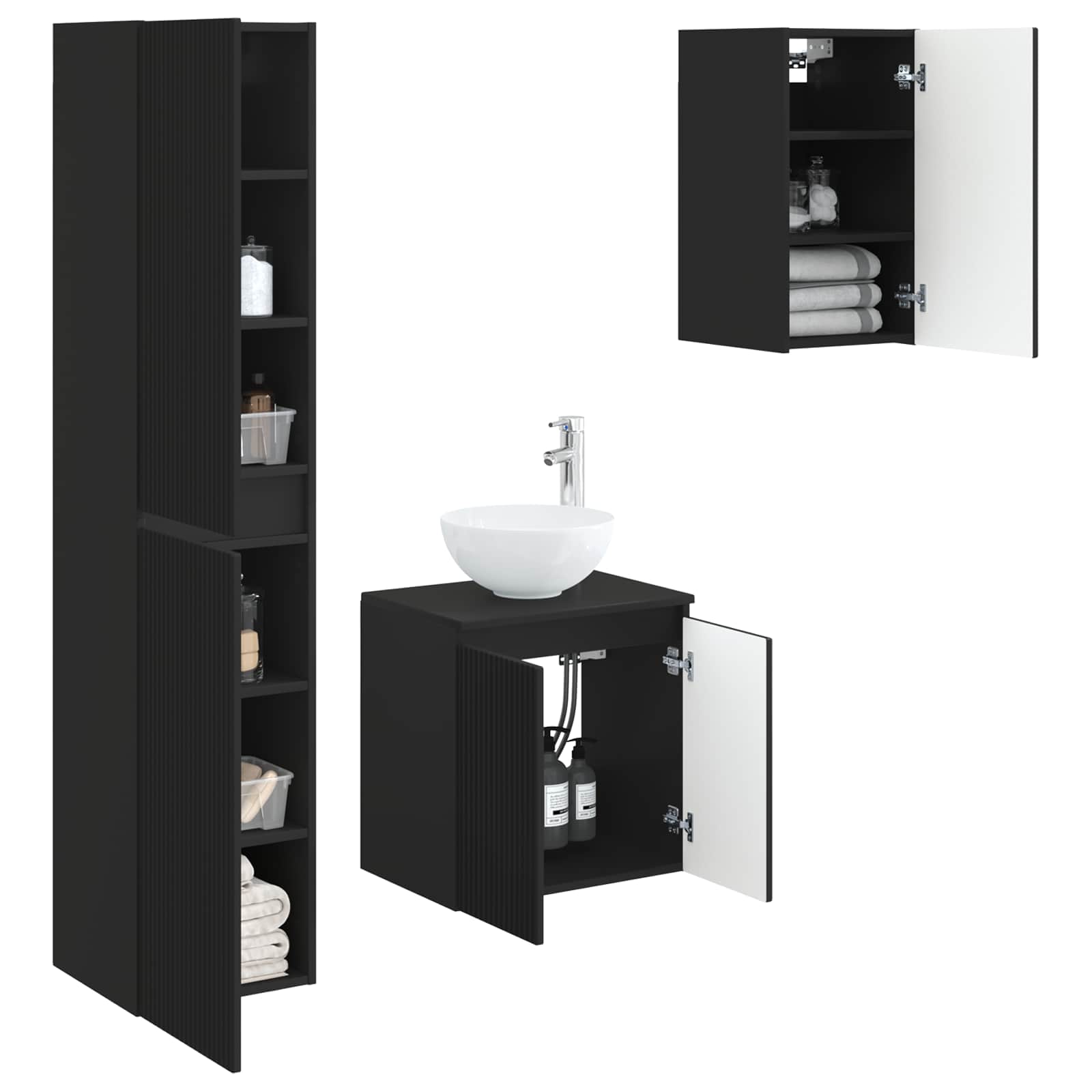 vidaXL Badkamermeubelset 3 st Wit 33 x 34,5 x 160 cm Bewerkt hout