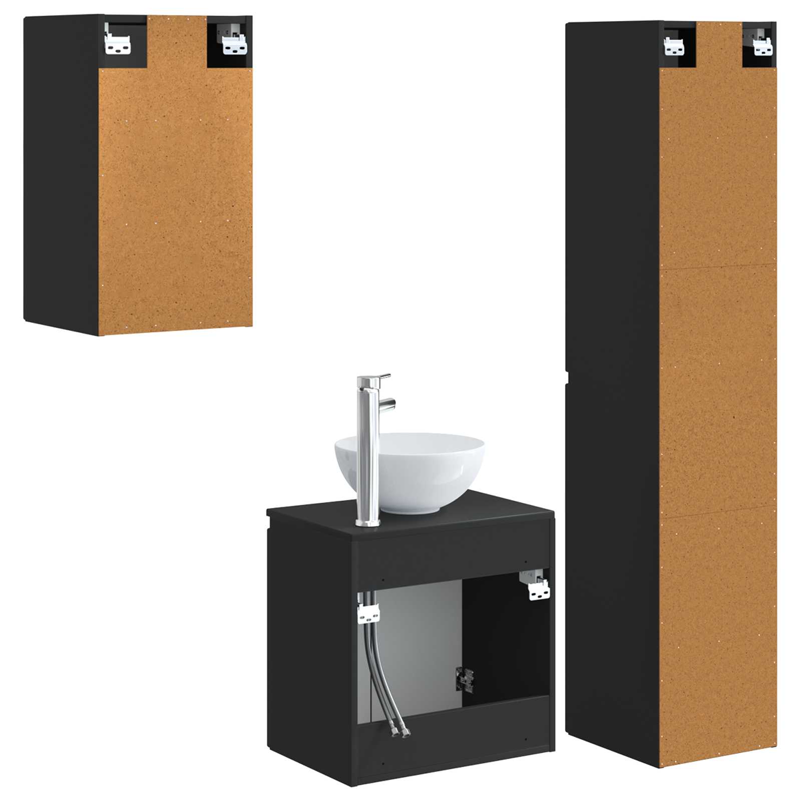vidaXL Badkamermeubelset 3 st Wit 33 x 34,5 x 160 cm Bewerkt hout