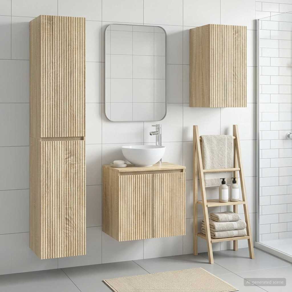 vidaXL Badkamermeubelset 3 st Wit 33 x 34,5 x 160 cm Bewerkt hout