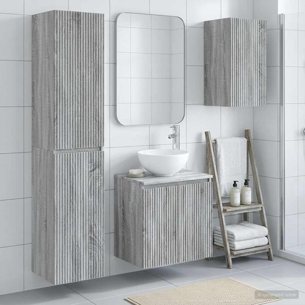vidaXL Badkamermeubelset 3 st Wit 33 x 34,5 x 160 cm Bewerkt hout