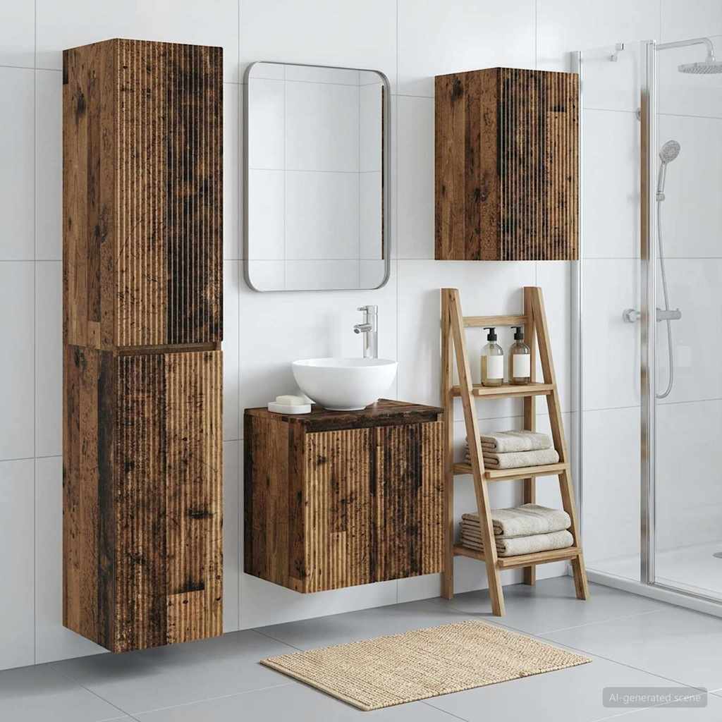 vidaXL Badkamermeubelset 3 st Wit 33 x 34,5 x 160 cm Bewerkt hout