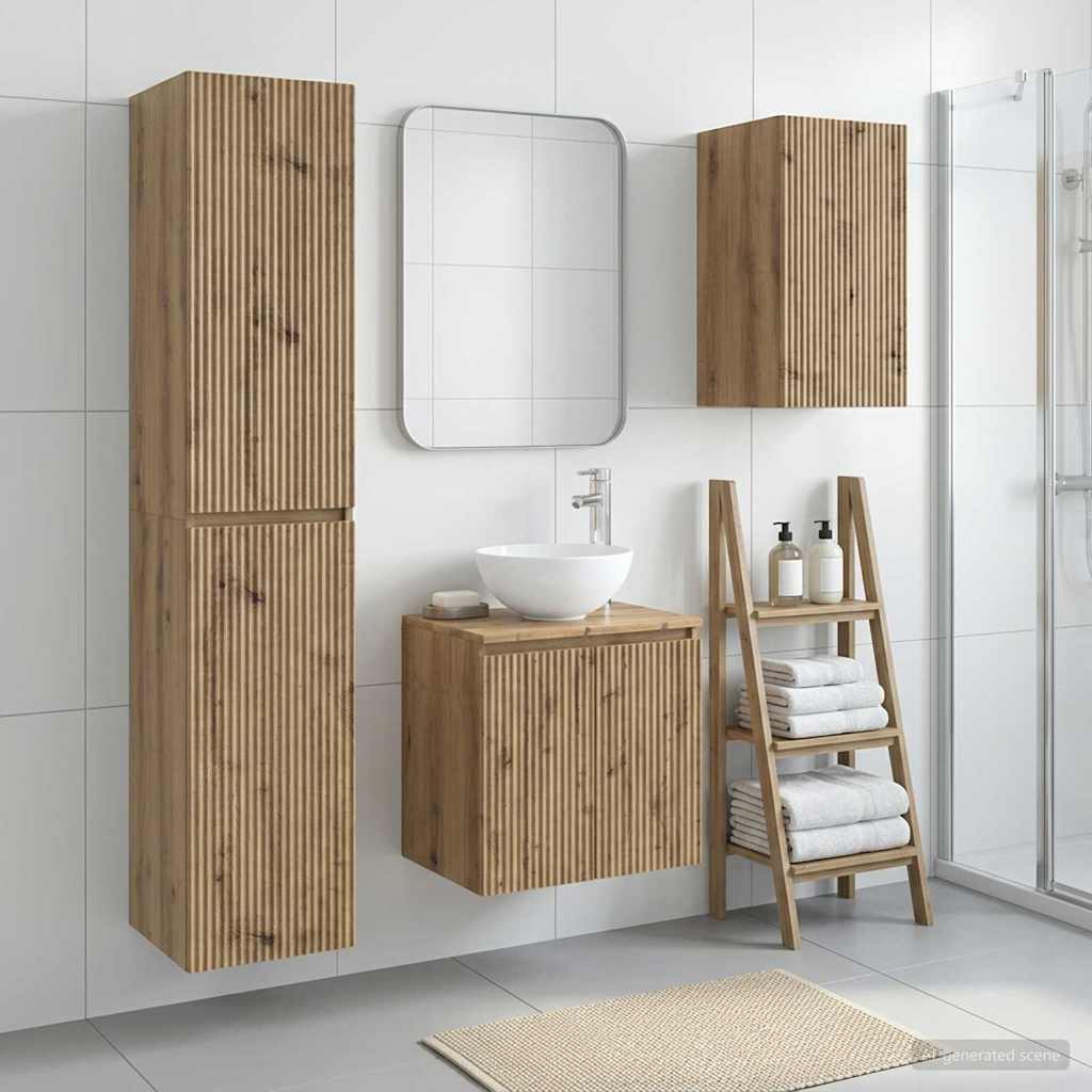 vidaXL Badkamermeubelset 3 st Wit 33 x 34,5 x 160 cm Bewerkt hout