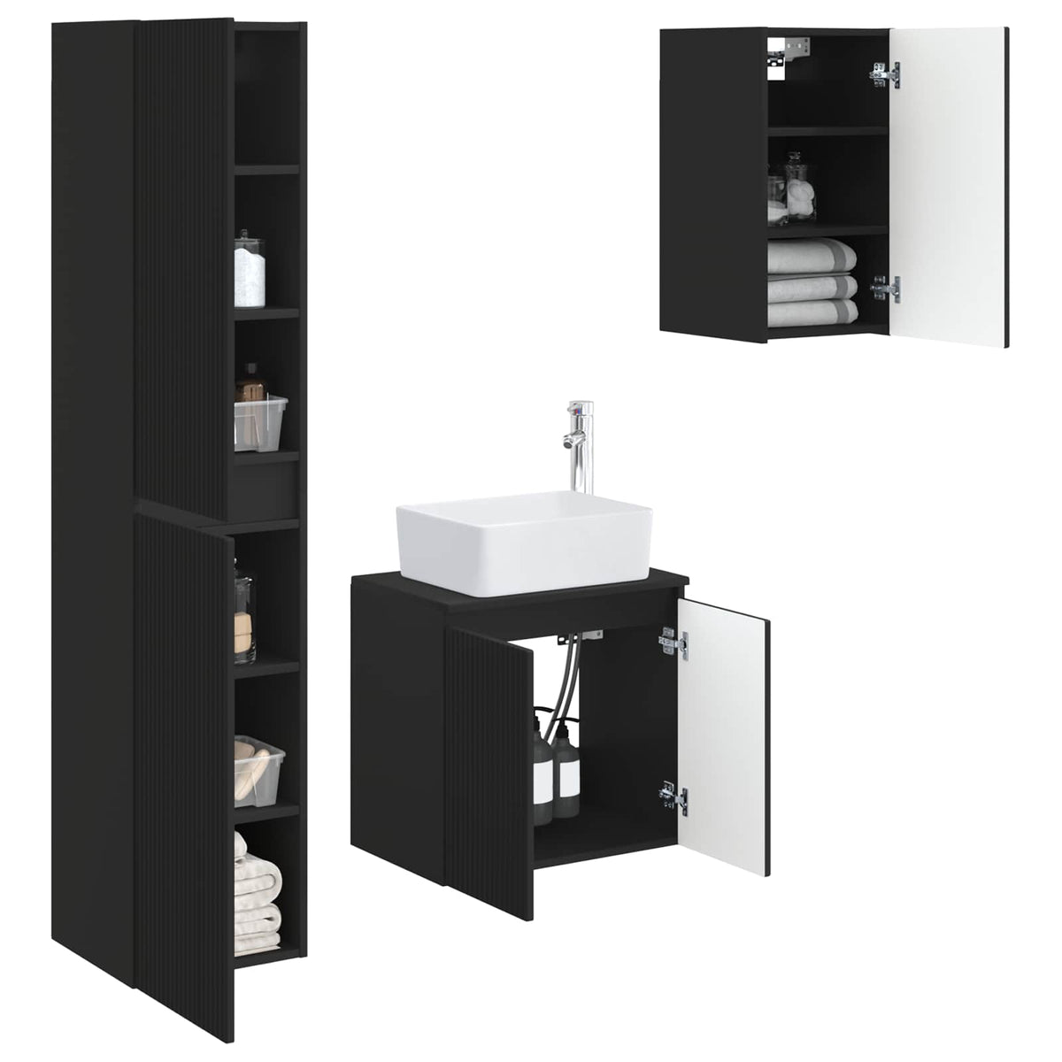 vidaXL Badkamermeubelset 3 st Wit 33 x 34,5 x 160 cm Bewerkt hout