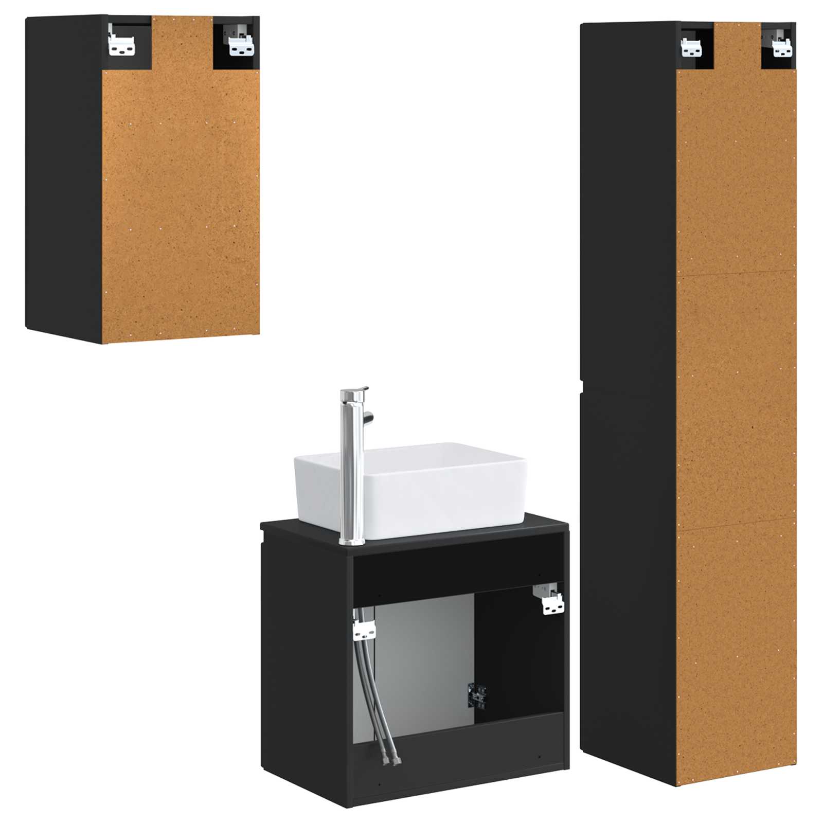 vidaXL Badkamermeubelset 3 st Wit 33 x 34,5 x 160 cm Bewerkt hout