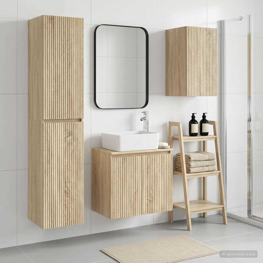 vidaXL Badkamermeubelset 3 st Wit 33 x 34,5 x 160 cm Bewerkt hout