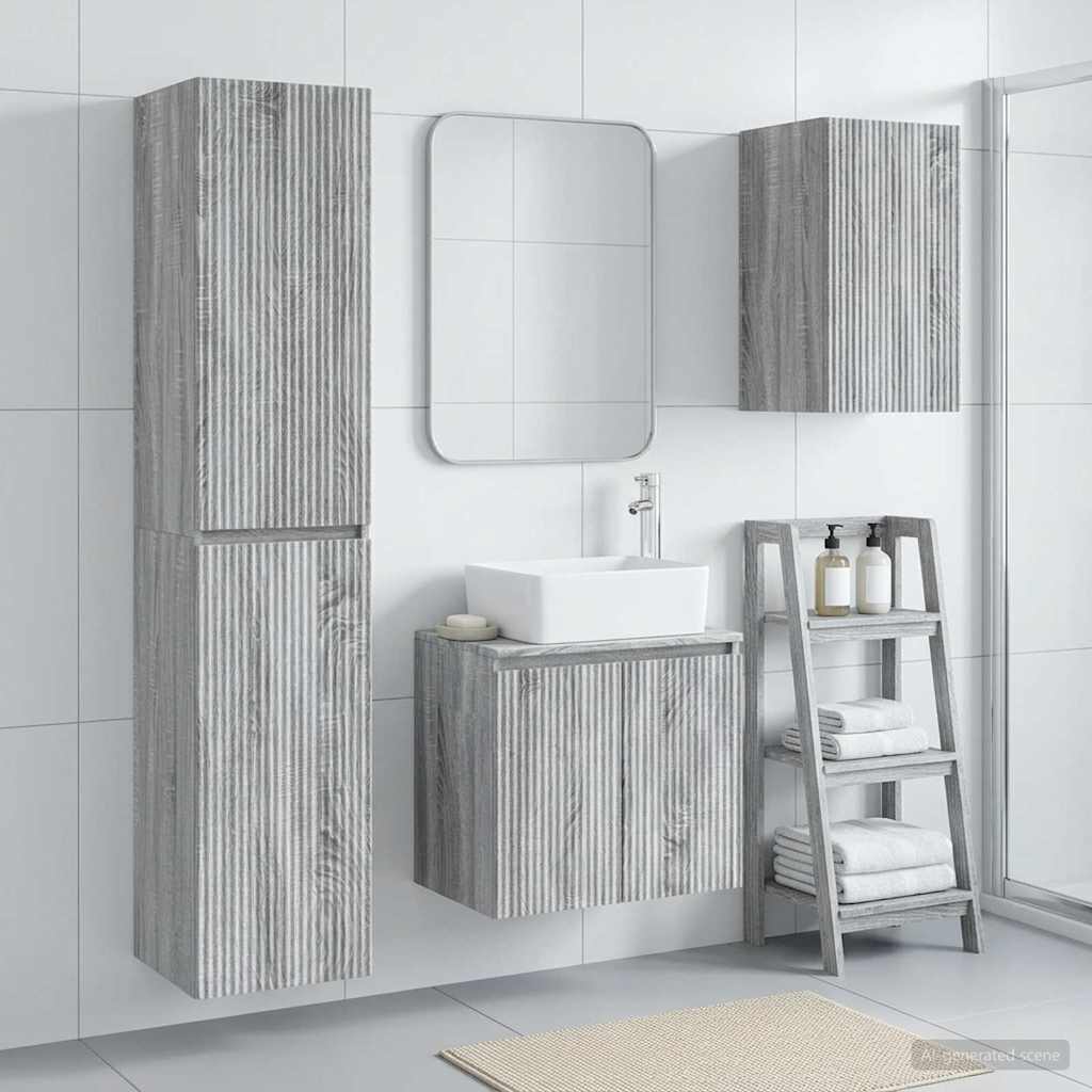 vidaXL Badkamermeubelset 3 st Wit 33 x 34,5 x 160 cm Bewerkt hout