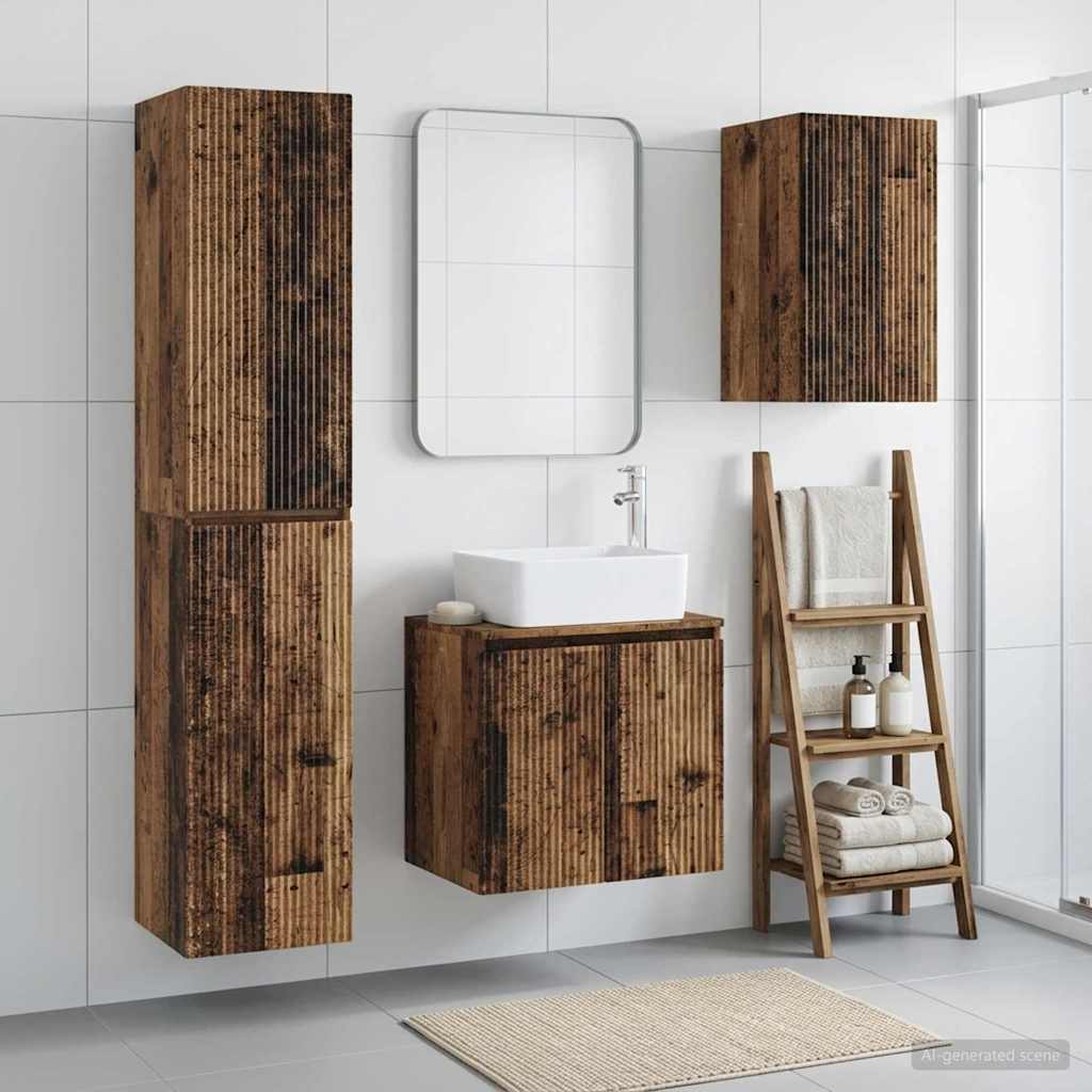 vidaXL Badkamermeubelset 3 st Wit 33 x 34,5 x 160 cm Bewerkt hout