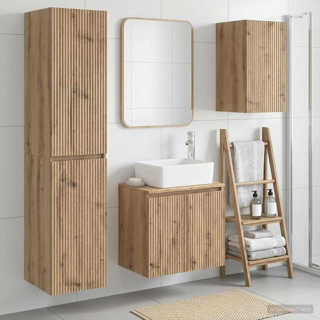 vidaXL Badkamermeubelset 3 st Wit 33 x 34,5 x 160 cm Bewerkt hout