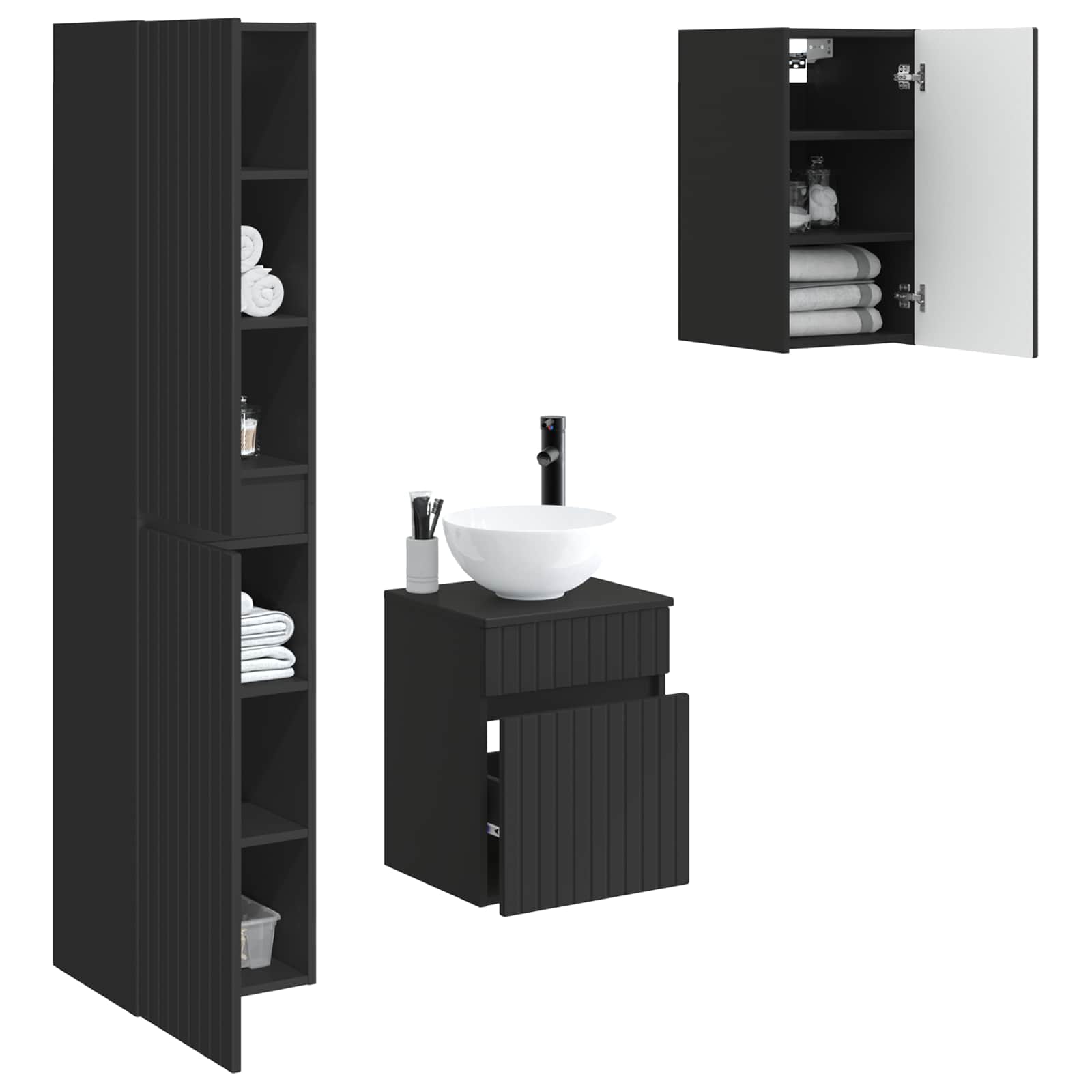 vidaXL Badkamermeubelset 3 st Wit 33 x 34,5 x 160 cm Bewerkt hout