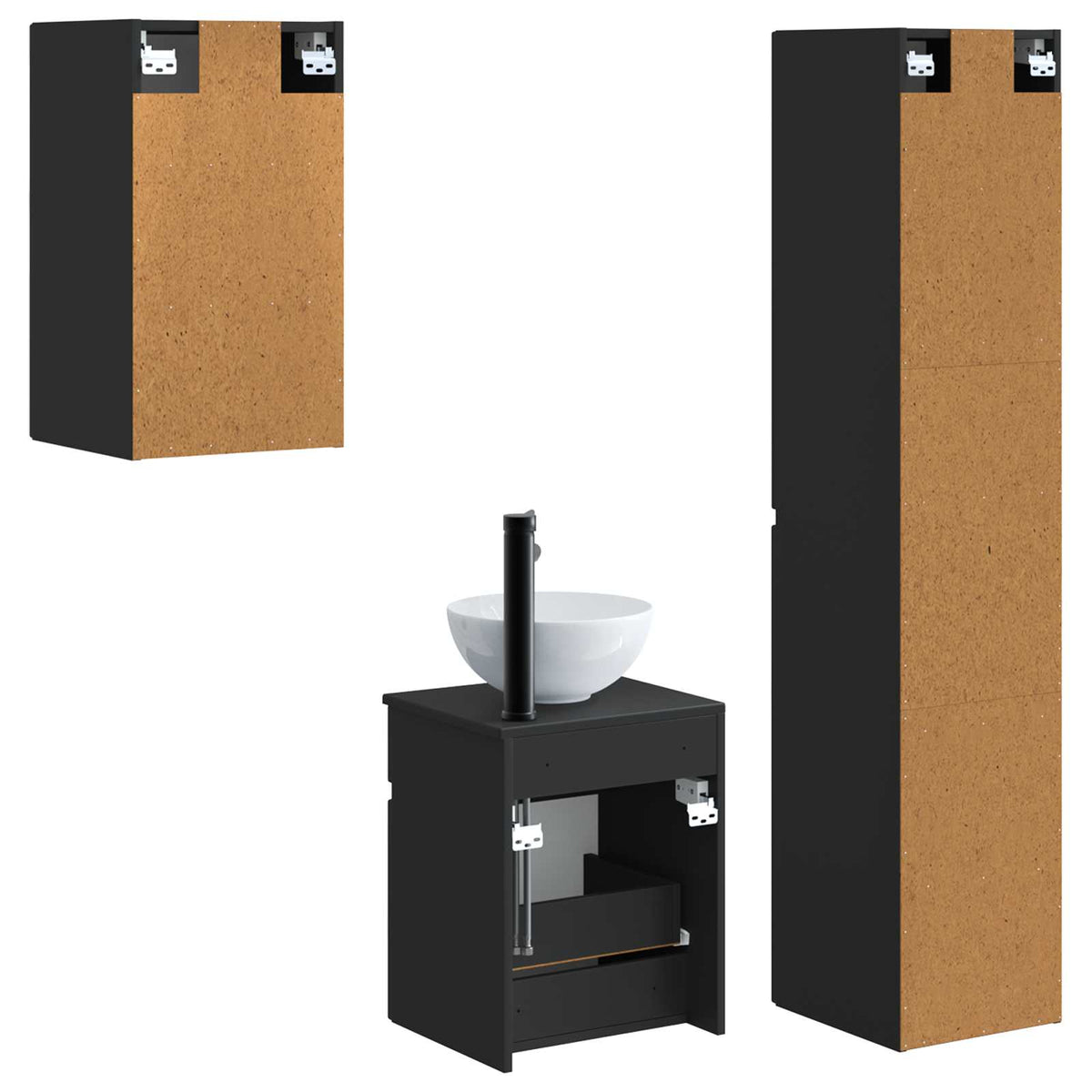 vidaXL Badkamermeubelset 3 st Wit 33 x 34,5 x 160 cm Bewerkt hout