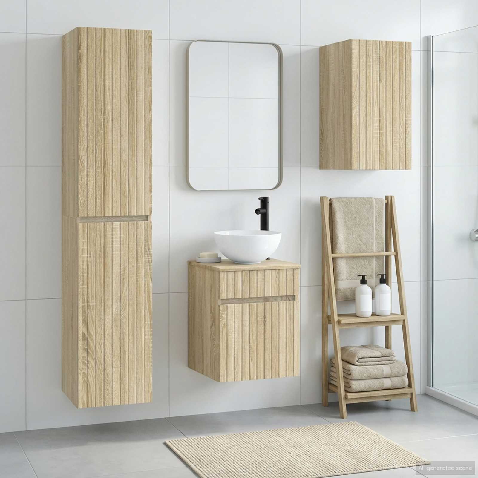 vidaXL Badkamermeubelset 3 st Wit 33 x 34,5 x 160 cm Bewerkt hout