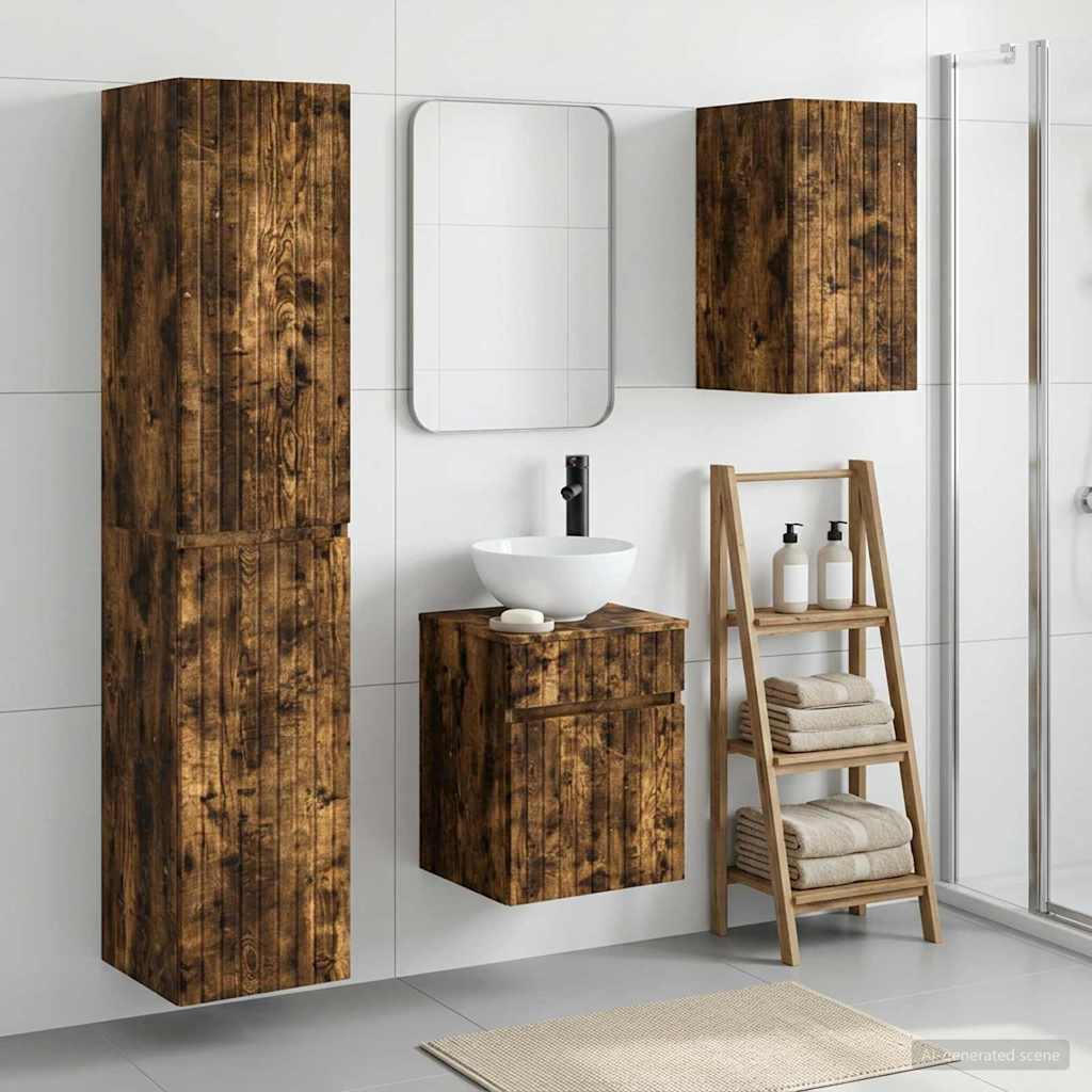 vidaXL Badkamermeubelset 3 st Wit 33 x 34,5 x 160 cm Bewerkt hout