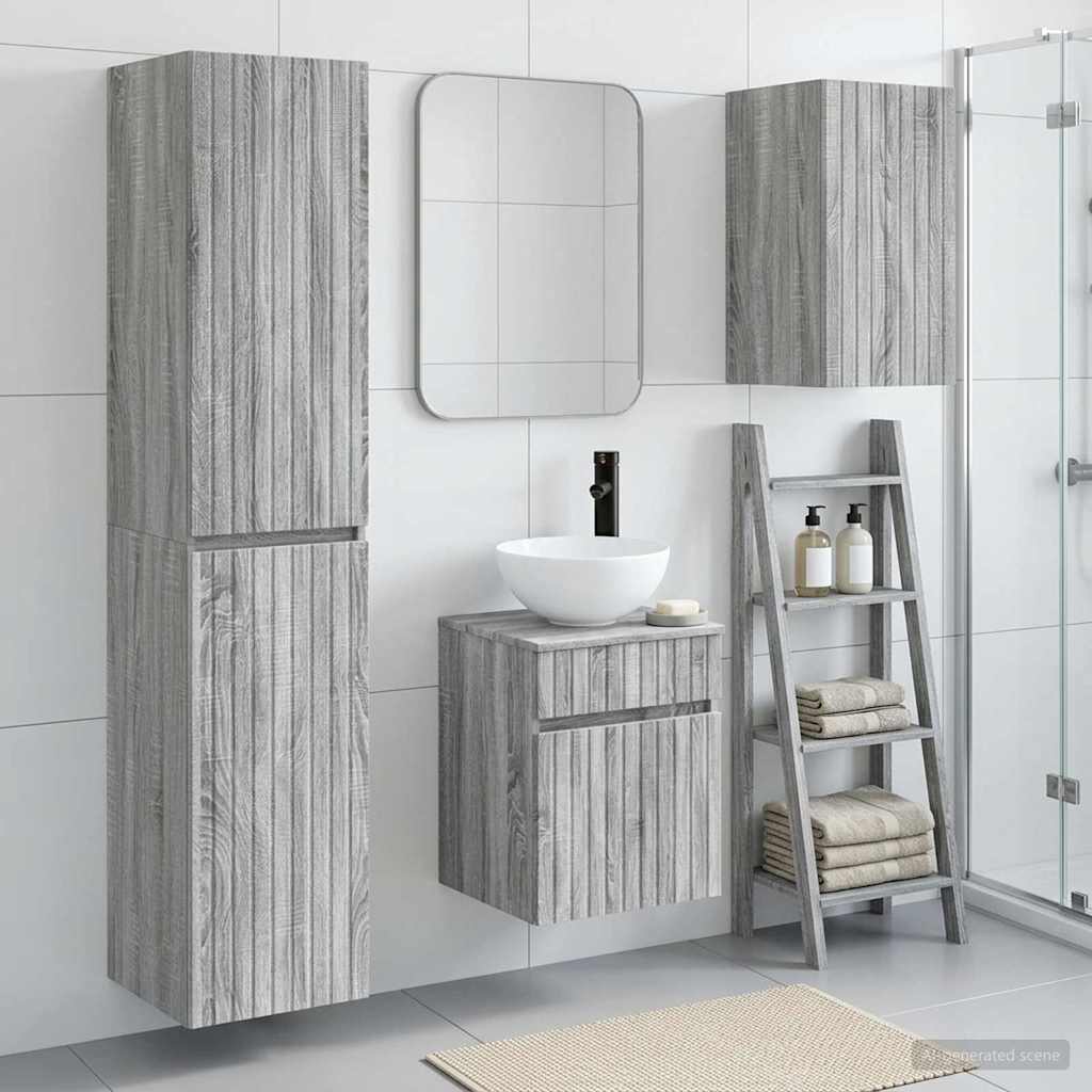 vidaXL Badkamermeubelset 3 st Wit 33 x 34,5 x 160 cm Bewerkt hout