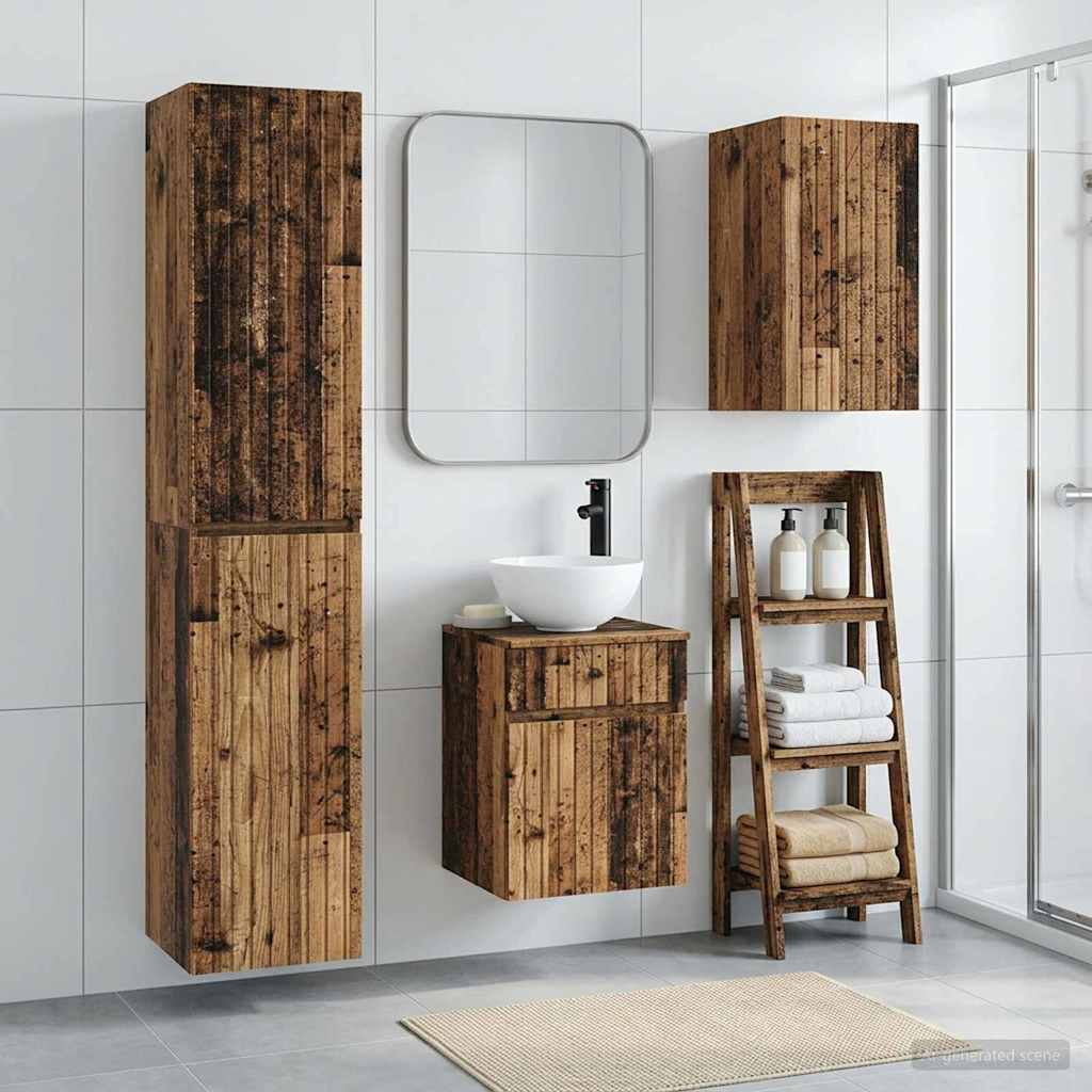vidaXL Badkamermeubelset 3 st Wit 33 x 34,5 x 160 cm Bewerkt hout