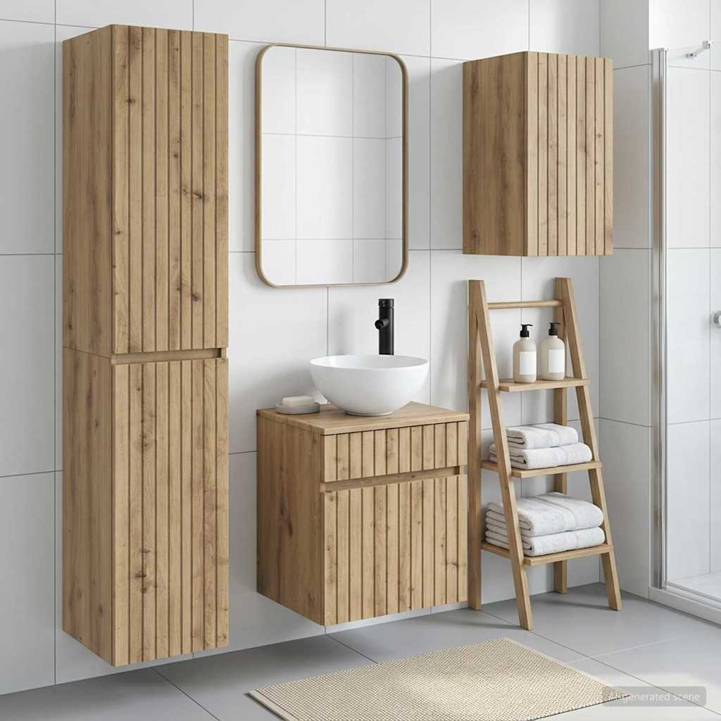 vidaXL Badkamermeubelset 3 st Wit 33 x 34,5 x 160 cm Bewerkt hout