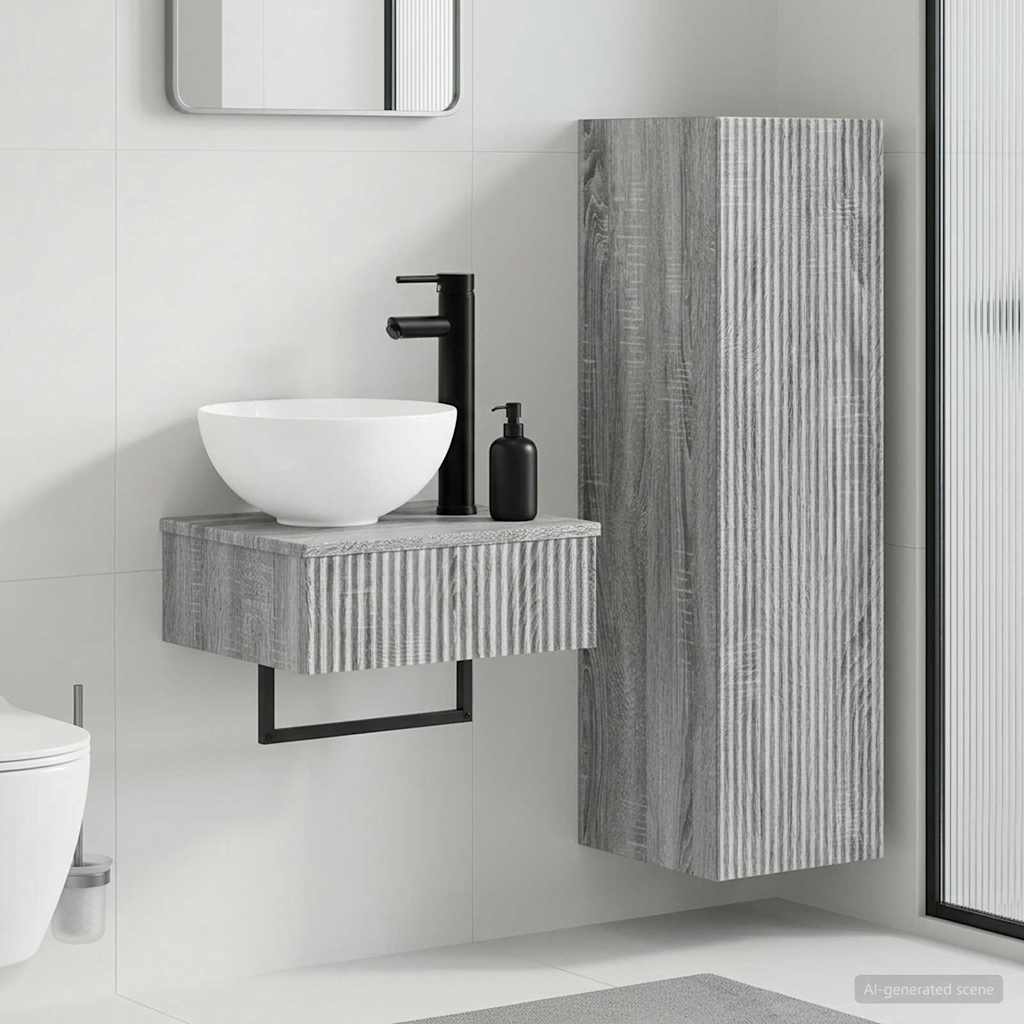 vidaXL Badkamermeubelset 2 st Wit 33 x 34,5 x 100 cm Bewerkt hout