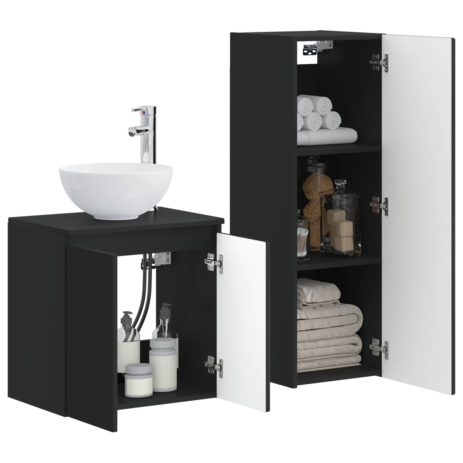 vidaXL Badkamermeubelset 2 st Wit 33 x 34,5 x 100 cm Bewerkt hout