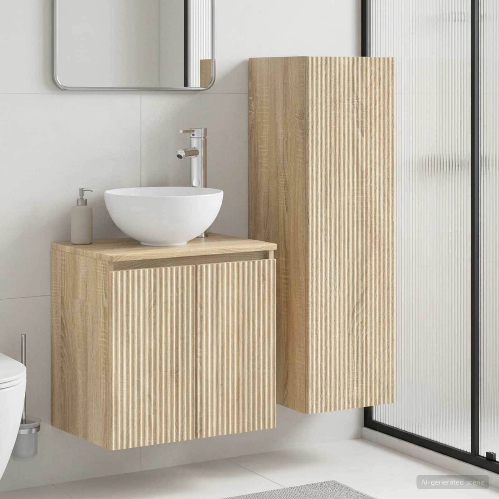 vidaXL Badkamermeubelset 2 st Wit 33 x 34,5 x 100 cm Bewerkt hout