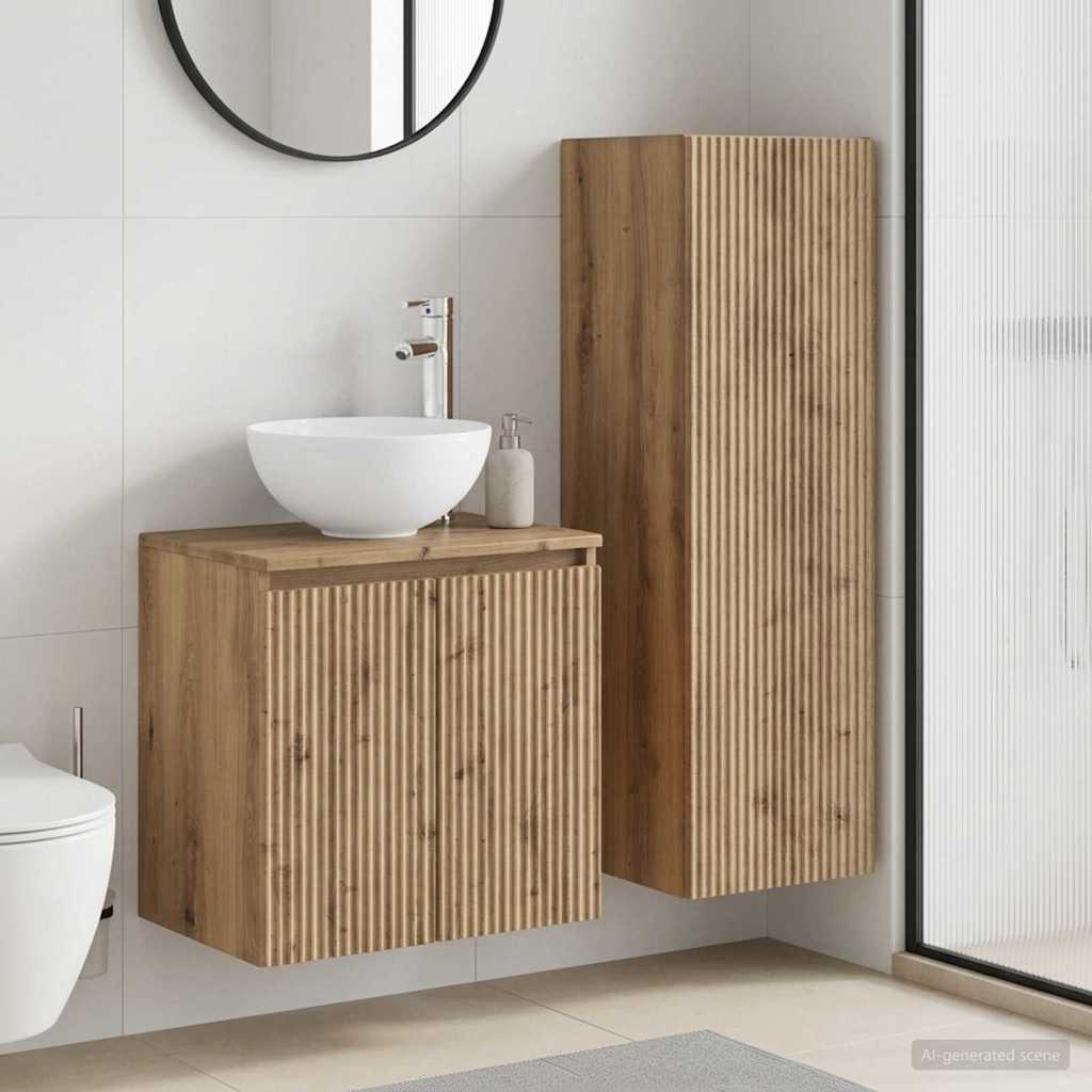 vidaXL Badkamermeubelset 2 st Wit 33 x 34,5 x 100 cm Bewerkt hout
