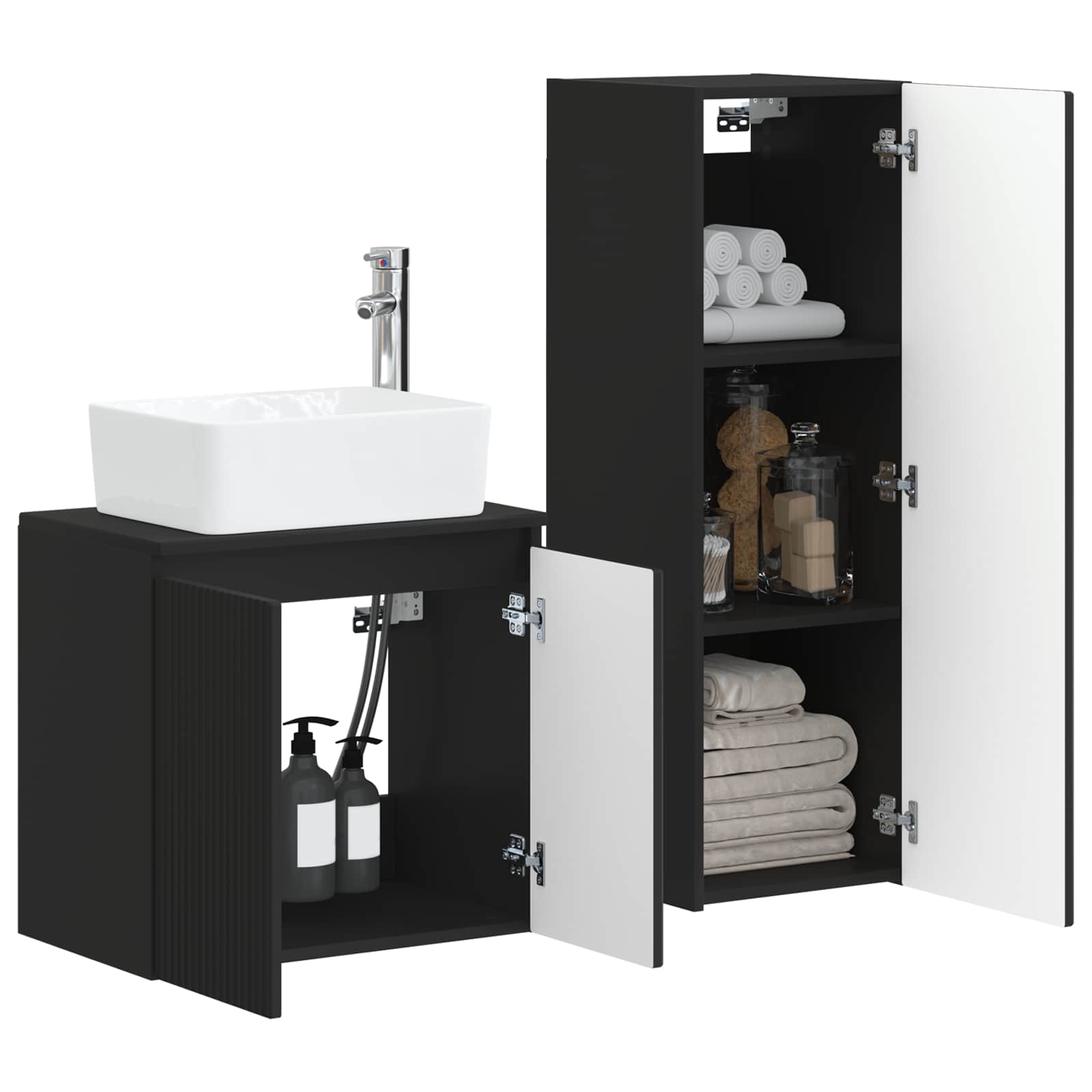 vidaXL Badkamermeubelset 2 st Wit 33 x 34,5 x 100 cm Bewerkt hout