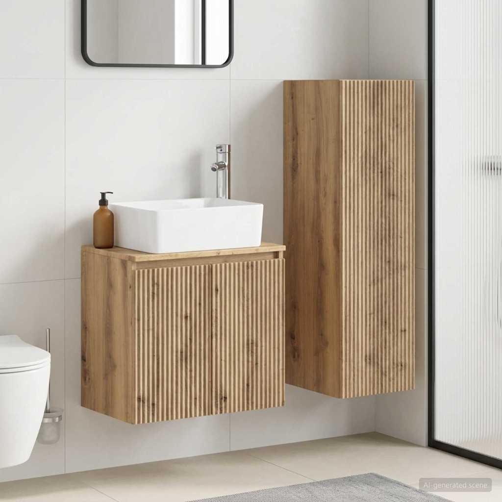 vidaXL Badkamermeubelset 2 st Wit 33 x 34,5 x 100 cm Bewerkt hout