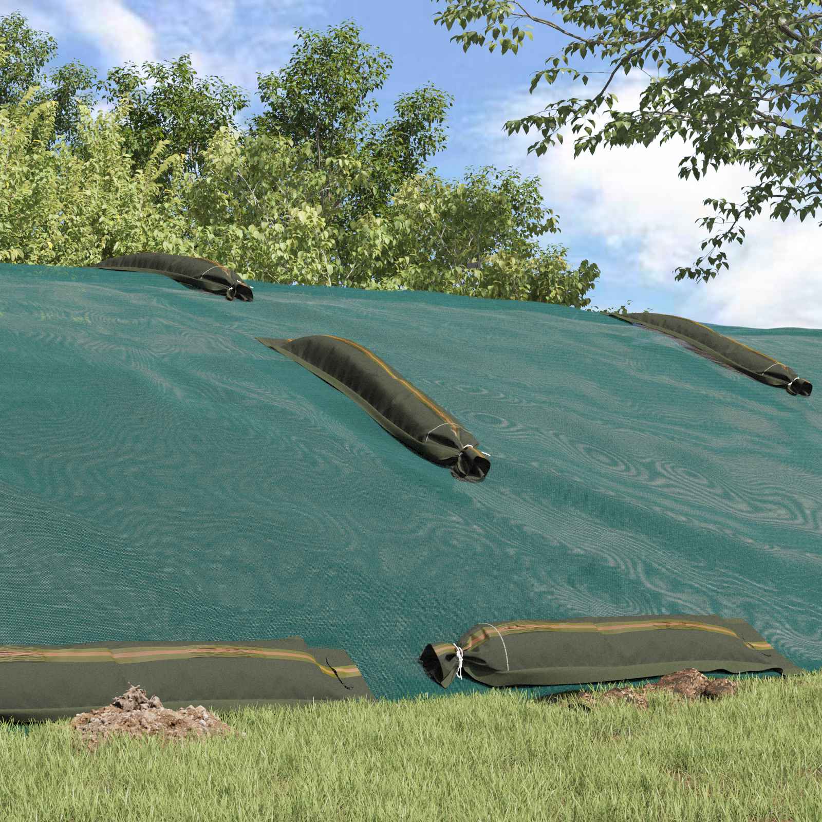 vidaXL Zandzakken 10 pcs Donkergroen 120 x 27 cm HDPE