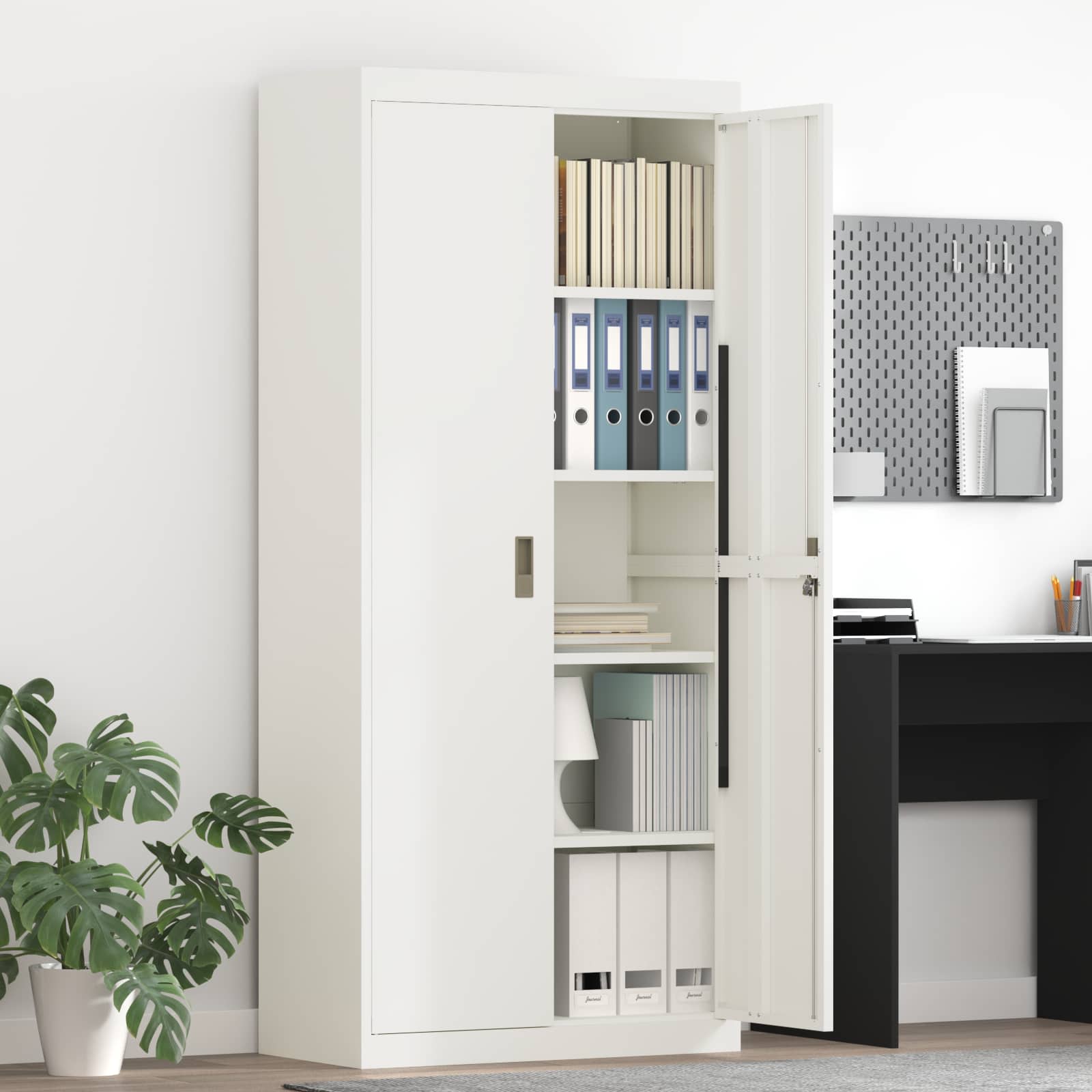 vidaXL Opbergkast 2 pcs Zwart 90 x 40 x 140 cm Koudgewalst Staal