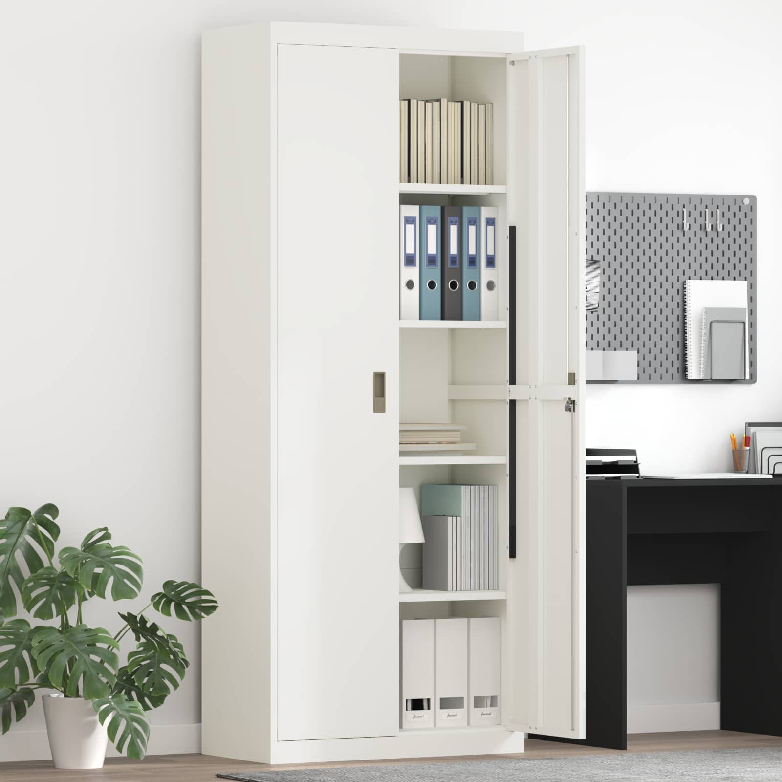 vidaXL Opbergkast 2 pcs Zwart 90 x 40 x 140 cm Koudgewalst Staal