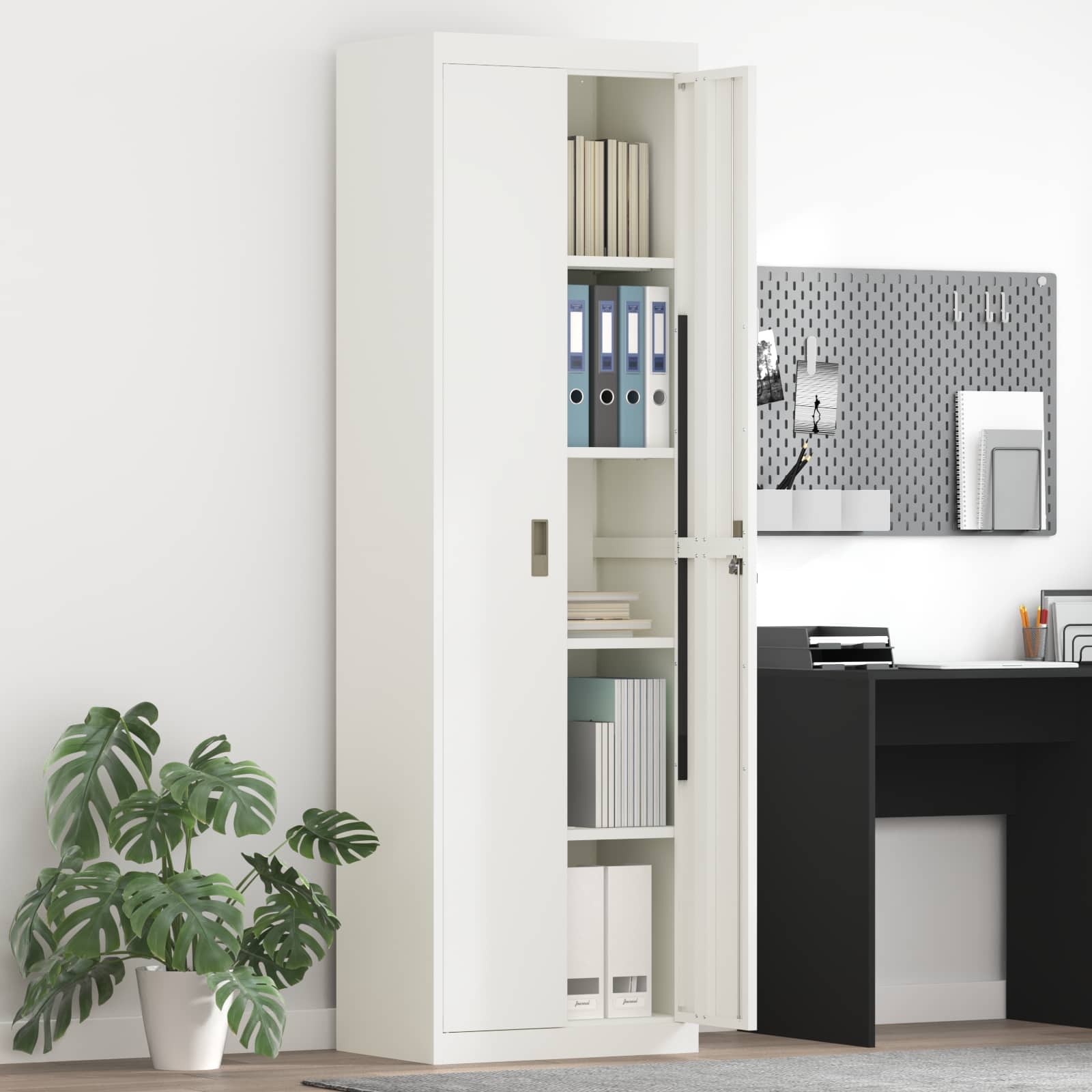 vidaXL Opbergkast 2 pcs Zwart 90 x 40 x 140 cm Koudgewalst Staal