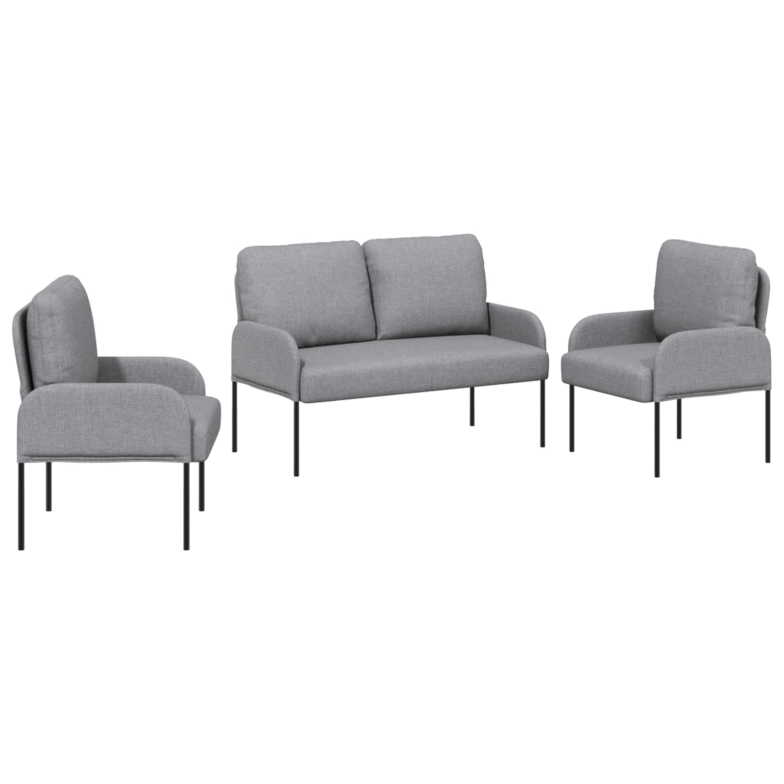 vidaXL Sofa-Sets 3 pcs Lichtgrijs 115 x 56 x 80 cm Multiplex