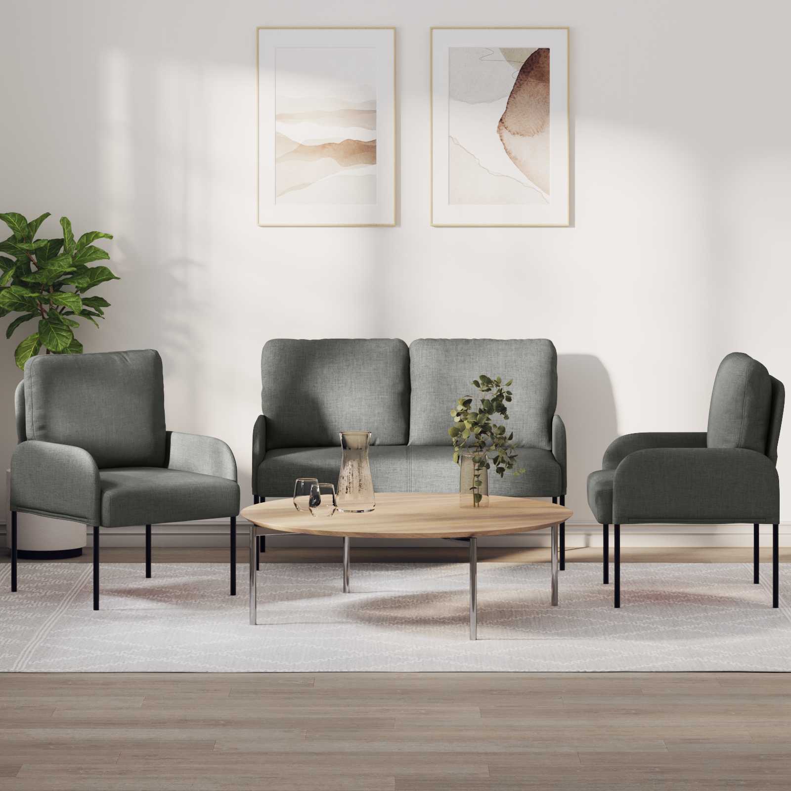 vidaXL Sofa-Sets 3 pcs Lichtgrijs 115 x 56 x 80 cm Multiplex