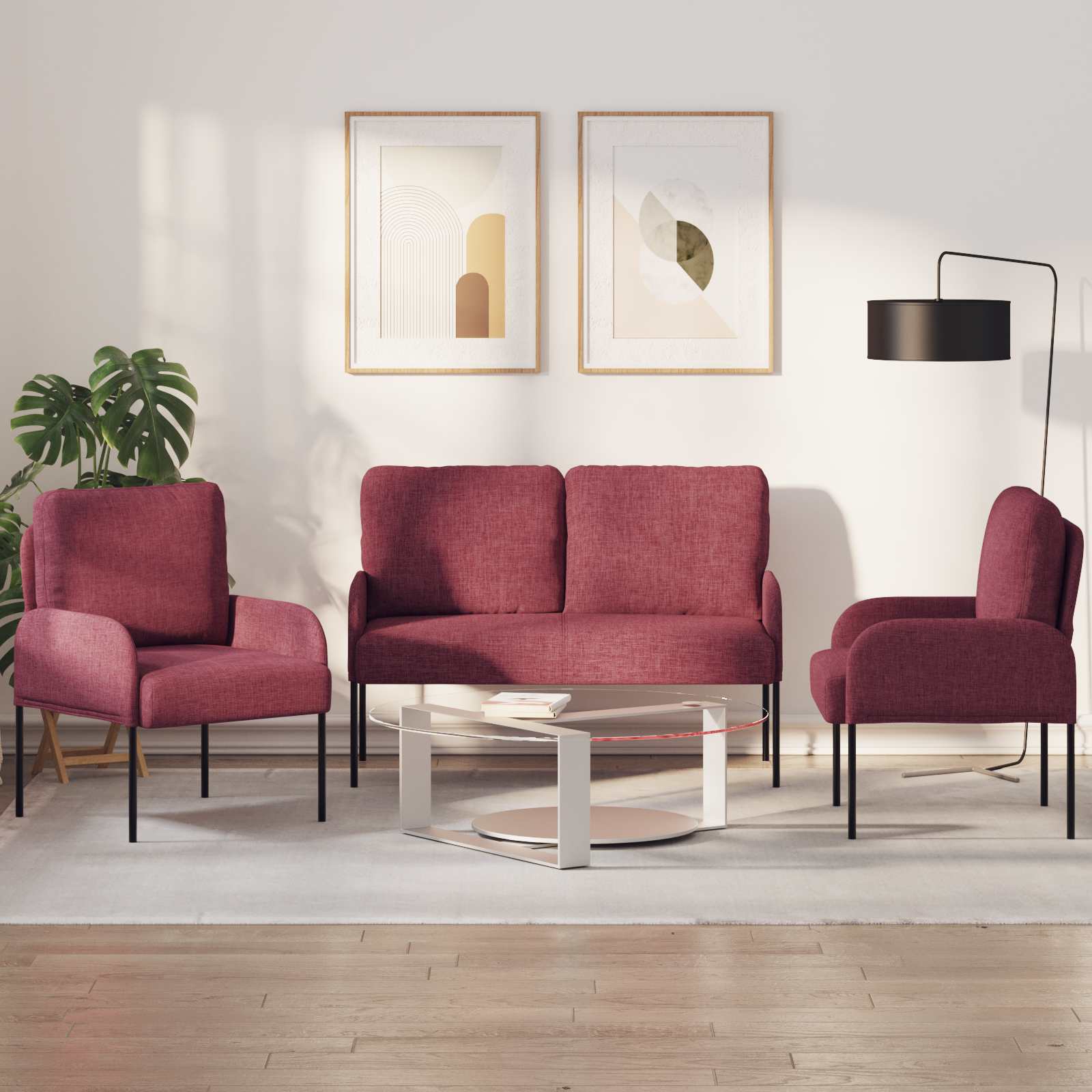vidaXL Sofa-Sets 3 pcs Lichtgrijs 115 x 56 x 80 cm Multiplex